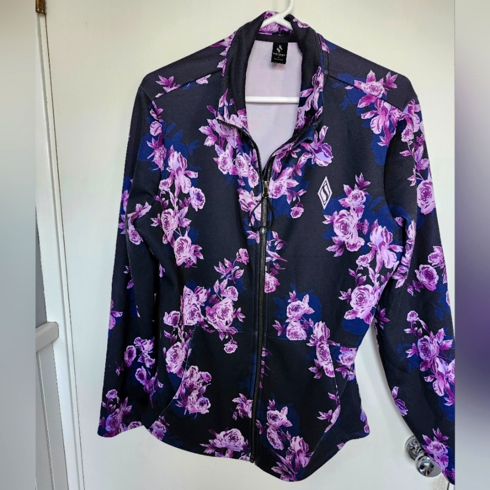 Floral zip up sweater